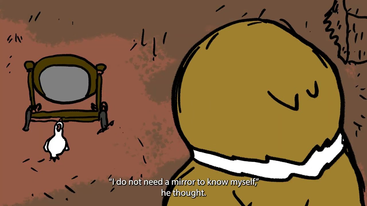 The owl, the chicken. and the mirror